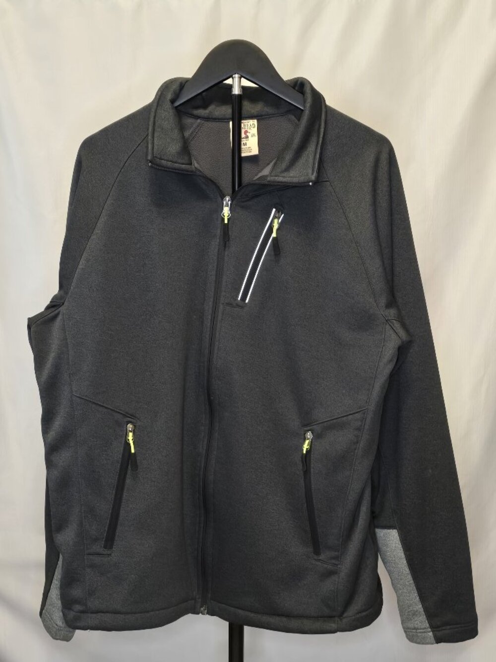 RedHead Full Zip Bonded Fleece Softshell Jacket Charcoal Gray Neon Men's Medium